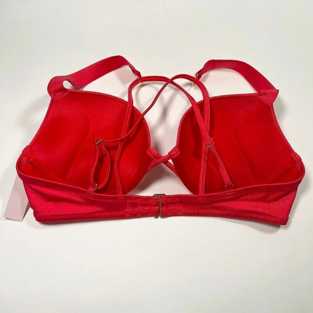 Victoria Secret 38DD Bombshell Push Up Bikini Top Miraculous Shine Strap Pink